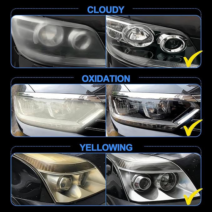 Advanced Car Headlight Restoration Kit: Erase Yellowing & Oxidation Restores Clarity with Long-Lasting UV & Hydrophobic Ceramic Shield - Restoration Fluid Kit for Cars, Trucks and SUVs