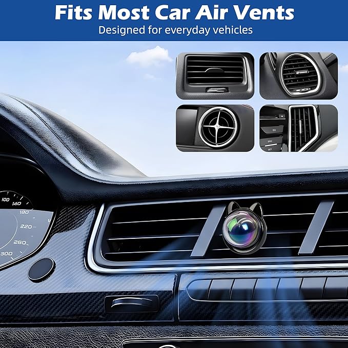 Longevity Car Air Freshener,Cute Cat shaped Vent Clip Car Diffuser with 3 Essential Oil Refills, Long Lasting Car Vent Air Freshener, Cute Car Accessories Gift for Women Men,New Car
