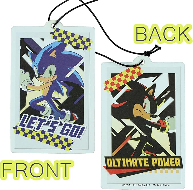 Sonic The Hedgehog Let's Go Cardboard Hanging Air Freshener for Auto or Home-Ginger Scent