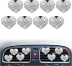 8Pcs Silver Bling Heart Air Vent Clips, Crystal Heart Air Fresheners Vent Clips Car Diffuser Vent Clip Rhinestone Car Decoration Car Interior Decor Cute Car Accessories for Women，Interior Accessories
