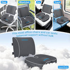 Seat Cushion, Lumbar Support Pillow with Adjustable Strap-Chair Cushions for Sciatica Pain Relief-with Washable Cover Memory Foam for Car, Travel and Wheelchair Gray/Large