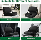 Memory Foam L-Shaped Seat Cushion with Lumbar Support & Adjustable Strap - Tailbone Pain Relief for Office Chair, Car, Home - Non-Slip Bottom, Breathable Mesh Cover (Black)