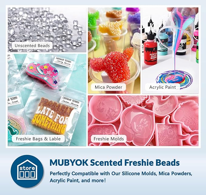 MUBYOK 1.5LB Warm Vanilla Premium Scented Aroma Beads for Making Car Freshies Supplies PreScented Beads for Car Air Freshener Sachets Long-Lasing Scent