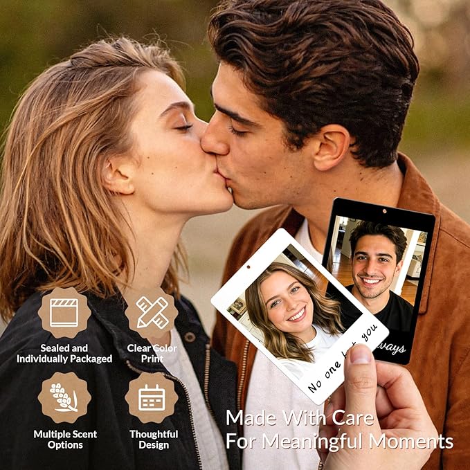 HINFKA Custom Air Fresheners with Picture, Personalized Double Sided Photo Air Freshener, Customized Gifts for Men Women Pet Lovers (Instant photo–style design)