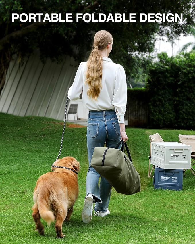30" L x 21" W x 21" H Collapsible Travel Dog Crate, Portable Soft Dog Kennel for Medium Dogs up to 45 lbs, 4-Door Foldable Travel Crate with Durable Mesh & Storage Bag, Green
