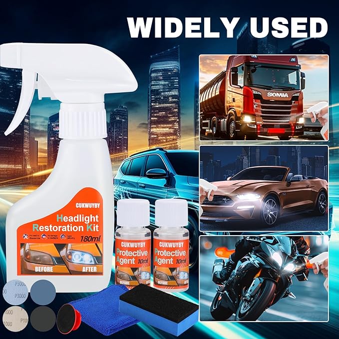 Headlight Restoration Kit Headlight Cleaner Head Light Cleaner Removing Yellowing Oxidized Headlamp Restoration Kit Headlight Polishing Kit Headlight Lens Restorer for Car
