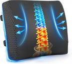 Lumbar Support Pillow for Car: Ergonomic Memory Foam Lumbar Pillow for Long Drives, Lower Back Support for Pain Relief, Dual Adjustable Straps, Back Cushion for Car Seat, Office Chair - Black