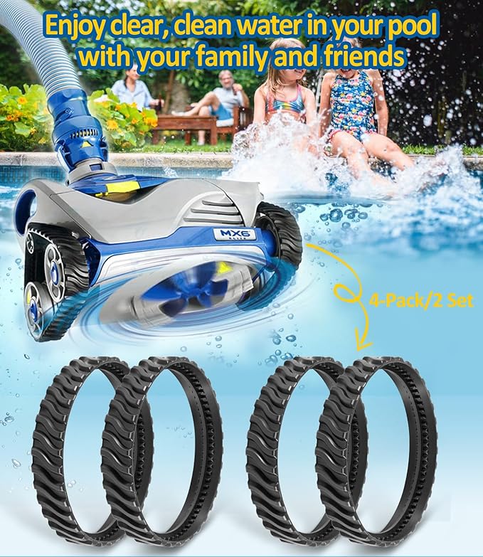 R0526100 Track Replacement Compatible with Zodiac Baracuda MX6 MX8 Elite Series Suction-Side In-ground Pool Cleaners, Heavy Duty Rubber Wheel Tire Belts (4-Pack)
