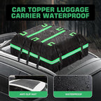 Car Rooftop Cargo Carrier Bag, Waterproof 20 Cubic Feet Car Roof Bag for All Vehicle with/Without Racks -Anti-Slip Mat, 8 Reinforced Straps, 6 Door Hooks,2 Extra Straps, Luggage Locks (Green)