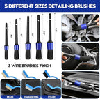 24Pcs Car Detailing Kit, Car Detailing Brush Set, Car Wash Cleaning Kit, Car Detailing Brushes, Professional Car Care Kit for Interior Exterior Wheels, Blue