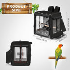 Suertree Bird Carrier with Seat Belt for Car Travel, Bird Backpack Carrier with Indestructible Stainless Steel Mesh, Large Bird Carrier Travel Cage, Black