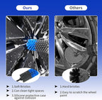 Wheel Brush, Soft Drill Wheel Cleaner Brush, Drill Brush for Car Wheel, No Scratches Highly Dense and Durable Car Wheel Brush Rim Tire Car Cleaning Brush for Wheels, Rims, Engines, Exhaust
