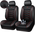 CAR PASS Comfortable 3D Foam Mesh Leather Car Seat Covers Front, Air Cool Mesh Breathable Front Seat Covers for Car, Universal Fit for SUV Truck Sedan Automotive, Airbag Compatible,Black Red