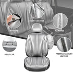 CAR PASS Ultra+ Nappa Leather Car Seat Covers Full Set Universal Cushioned, Soft Breathable Waterproof Anti-Slip Driver Seats and Backrest for SUV Pick-up Truck Sedan, 5 Seats Margiela Solid Silver