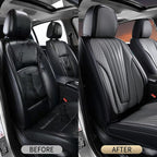 FLORICH Car Seat Covers, Premium Leatherette Car Seat Covers Front Seats, Automotive Vehicle Seat Cushions, Waterproof Seat Protectors for Sedans Cars SUV Trucks, Black&Gray