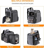 Cat Backpack Carrier,Double Side Expandable Cat Carrier Backpack,Dog Carrier Backpack for Medium Cats and Small Dogs,Puppies Up to 20 Lbs,Pets Carrier Backpack with Breathable Mesh(Grey)
