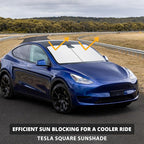 EcoNour Tesla Windshield Sun Shade | Foldable Front Windshield Shade for Sun, Heat and UV Rays | Car Front Window Sunshade | Sun Protection Shade Fit for Tesla Model-3 & Model-Y