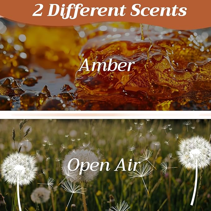 2 Pcs Wood Car Air Freshener Starter Refill Kit Car Odor Eliminator, Scent Deodorizer Vehicle Scent Diffuser for Cabin, Truck & Suv Visor Clip, No Clip Included(Amber, Earthy)