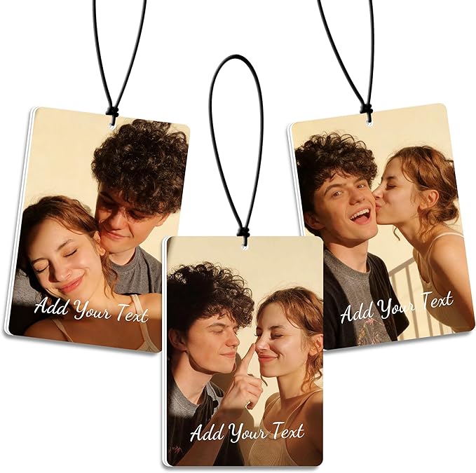 Bemaystar Custom Air Fresheners with Picture – Custom Double Sided Photo Car Air Freshener, Personalized Air Freshener for Car Wardrobe Bathroom and Hanging Ornaments (Rectangle)