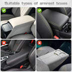 JEYODA Upgraded Car Armrest Cover,Premium Leather Car Armrest Cover Cushion with Storage Holder, Caddy for car (red)