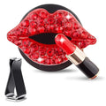 Bling Car Decor Auto Air Vent Clip Charms, Crystal Interior Car Accessory, Auto Decoration Charms, Car Bling Accessories (Red Kiss Lips)