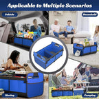 Sposuit Trunk Organizer for Car - 70L Collapsible Car Storage with 11 Pockets & Reinforced Handles, SUV Trunk Organizers for Grocery Cargo(Blue)