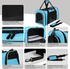 Carriers Soft-Sided Pet Carrier Large Carrier for Medium Large Cats Dogs Under 35Lbs,Breathable Ventilated Design,Collapsible Roomy Carrier with Airline Approved(X-Large,Blue)