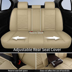 Nappa Leather Car Seat Covers Full Set, Beige Car seat Protector 5 Seats, Waterproof Car Seat Cushion, Universal Automotive Seat Covers Fit for SUV Truck Pick-up Sedan, Front and Rear