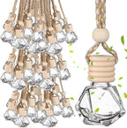 210Pcs 8ml Hanging Car Air Freshener Diffuser Empty Clear Glass Essential Diffuser Oil Aromatherapy Fragrance Perfume Pendant Glass Vials with Wooden Caps Hanging String Car Diffuser Bottles
