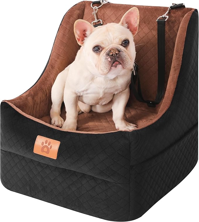 Dog Car Seat for Medium Dogs – Premium Pet Booster Seat with Two Pet Safety Belts, Detachable Washable Cover Non-Slip Base, Portable Dog Travel Seat for Road Trips & Daily Errands Up to 35lbs