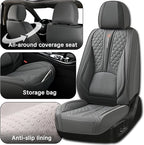 Universal Gray Leather Car Seat Covers Full Set – Waterproof Automotive Seat Protector for Cars, SUVs & Pickups, Airbag Safe, Non-Slip Design, Easy Installation, Durable Material