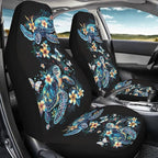 Car Seat Cover Set of 2 Car Seat Covers,Breathable Soft Bucket Seats High Back Seats Protector Cushion Universal Fit Most Vehicle Interior Set(Blue Sea Turtle with Fresh Flowers 51)