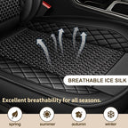 TTX LIGHTING for Kia Forte 2010-2026 Car Seat Covers, Breathable Ice Silk & Leather Seat Protector, Cool & Anti-Sweat for Long Driving, Airbag Compatible, 2 Front Seats (Black)