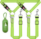 Dog Car Seat Belt - 3 Piece Set Retractable Dog Harness with Adjustable Reflective Seatbelt for Vehicle Headrests - Heavy Duty & High Elastics - Green