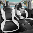 for Tesla Model Y 2025 2026 Seat Cover Full Set Black and White Nappa Leather Seat Cover (Crocodile Black+White 25-26)