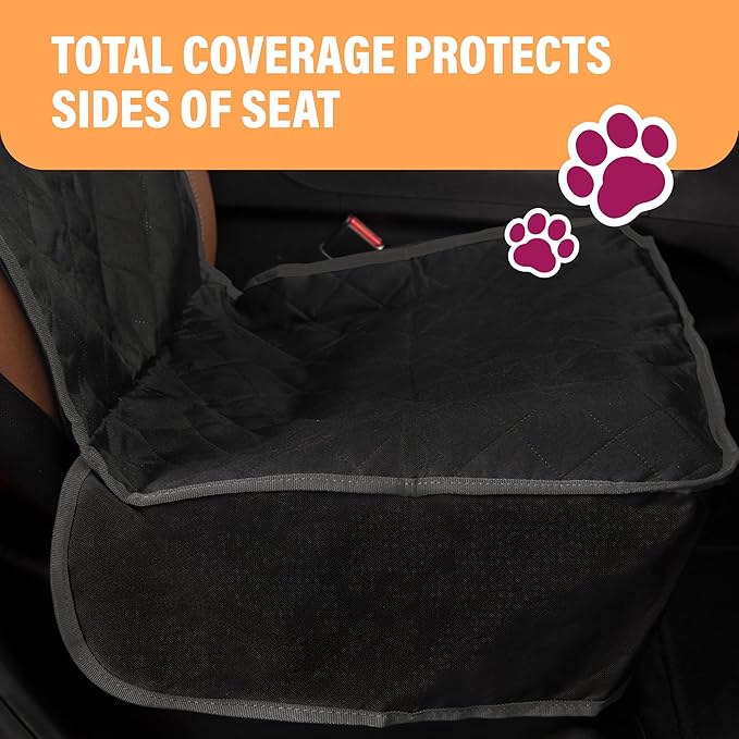 Active Pets Dog Car Seat Cover, Waterproof Front Seat Protector for SUV Truck Sedan, Pet Safety Travel Comfort System with Universal Fit, Orange