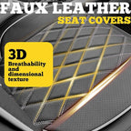 LINGVIDO Car Seat Covers for Front Seats (2 Seats) - Premium Perforated Nappa Leather,Waterproof Shield, Omni-Adapt Fit for SUVs Sedans, Ideal for Rideshare & Pets