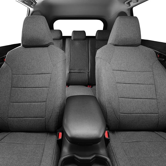 coverdream RAV4 PHEV Seat Covers Custom Fit for 2019-2024 2025 Toyota RAV4 Hybrid XSE,Hybrid SE,Prime SE/XSE,Full Coverage,Airbag Compatible,Polyester Car Seat Protector (Full Set,Gray)