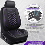 CAR PASS 3D Foam Mesh Leather Car Seat Covers Front Seats, Breathable Front Seat Cover for Cars, Comfortable Universal Fit for SUV Truck Sedan Automotive Anti-Slip Airbag Compatible, Black and Purple
