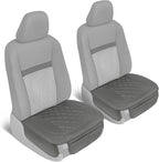 Motor Trend Car Seat Cushion, 2 Pack - Diamond Stitched Faux Leather Seat Covers for Cars Trucks SUV, Gray Padded Car Seat Covers with Storage Pockets, Premium Automotive Seat Covers for Front Seats