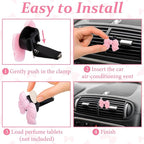 6 PCS Pink Bow Car Air Vent Clips, Cute Air Freshener Clip, Pink Bow Car Accessories, Coquette Airs Conditioning Vents Decorations, Interior Girly Cars Accessories for Women Cars Truck Suv