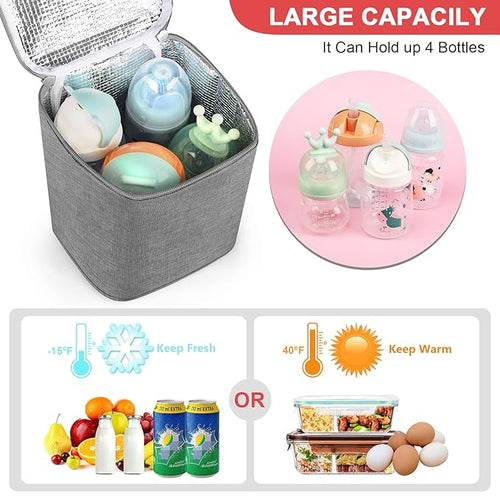 Accmor Breastmilk Cooler Bag, Baby Bottle Cooler Bags, Insulated Tote Bags On The Go, Fits 4 Large 8oz Bottles, for Nursing Mom Daycare Travel