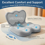 Exclusivo Mezcla Memory Foam Seat Cushion, Ergonomic Tailbone Pain Relief Cushions, Non-Slip Seat Pad for Office Chair and Car Seat, Light Grey
