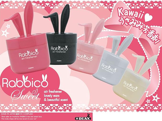 Rabbico Sweet 3 Packs, Rabbit lovely ears shape for Car, Home, Office Air Freshener White Musk Scent - Beautiful mix of floral fruity musk fragrances