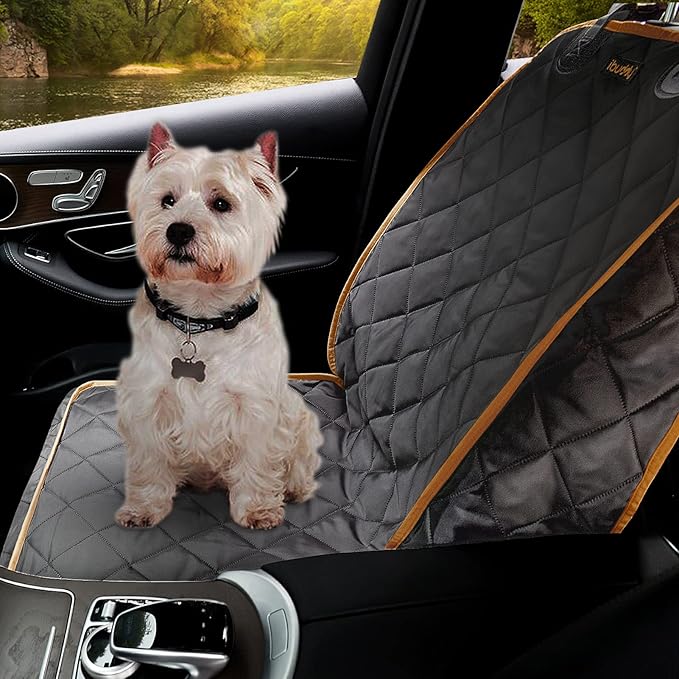 iBuddy Front Seat Cover for Dogs Waterproof Car Seat Cover Protects Seats from Hair, Dirt, and Liquid Messes Scratch Proof Nonslip Bucket Seat Cover for Pet of Cars,Trucks and SUVs