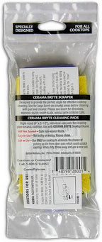Cerama Bryte 1 x Scraper & 1 x Pad Kit Cooktop and Stove Top Cleaner for Glass - Ceramic Surfaces, 2 Piece Set