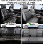 Coverado Silverado Seat Covers Full Set, Faux Leather Car Seat Covers Fit for Chevy Silverado GMC Sierra 2007-2013 & 2019-2026 1500, 2020-2026 2500HD 3500HD Crew Double Extended Cab(Gray)