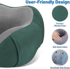 CloudBliss Travel Pillow Premium Memory Foam, Comfortable & Supportive Neck Pillow, Sleeping Neck Pillows for Travel, Airplane Pillow for Sleeping Airplane, Car, Office and Home（Green）