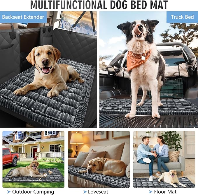 Dog Bed for Truck Back Seat Non-Slip, Truck Dog Bed Soft and Comfortable, Back Seat Pet Bed Mat for Travel, Pet Car Blanket for Backseat Extender and Seat Covers Grey 59”X27.5”