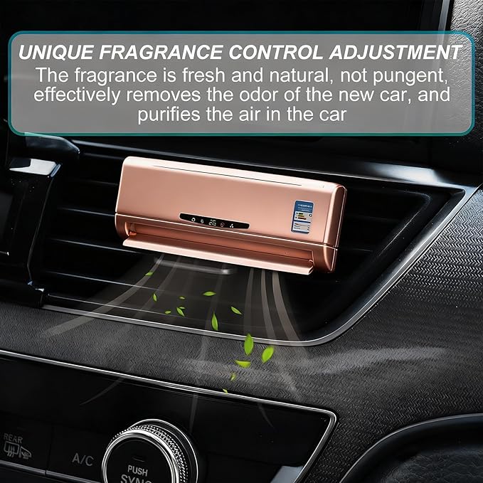 Car Air Freshener Vent Clip - Creative Air Conditioner Shape Solar Powered Aromatherapy Diffuser for Car Interior, Cars Smell Eliminator with 2 Refills, Funny Gift for Men & Women (Gold, 2 PCS)